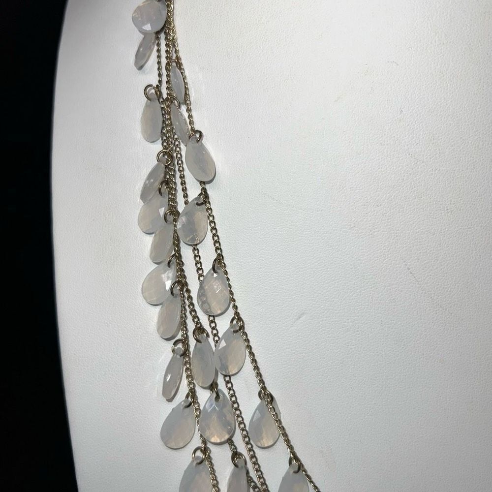 Multilayer Opaque Cream Drop Statement Bib Neckla… - image 5